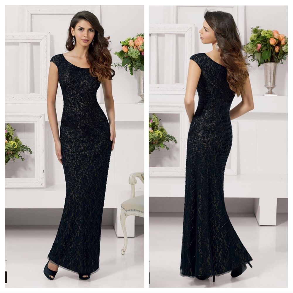 Caviar Beaded lace black gown